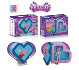 OBL805716 - 益智积木女孩马卡龙兰爱心桃收纳盒（101PCS)可四款混装