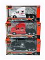 OBL809409 - Alloy American back drag head car (red, black and white color, orange) with light music