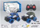 OBL814039 - 1：43迷你四通灯光酷路泽遥控警车包电（2AA+USB充电座）