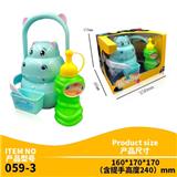 OBL814186 - Hippo portable colorful lights bubble machine (with 200 ml water bubble)
