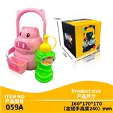 OBL814187 - Pig portable colorful lights bubble machine (with 200 ml water bubble)