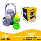 OBL814189 - Blue cat portable colorful lights bubble machine (with 200 ml water bubble)