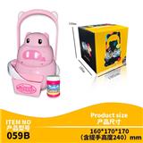 OBL814190 - Pig portable colorful lights bubble machine (with 50 ml of bubble water)