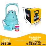 OBL814193 - Hippo portable colorful lights bubble machine (with 50 ml of bubble water)