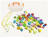 OBL817400 - Wooden 65 grains of cartoon blocks beads