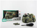 OBL820138 - GLIDE FUNCTION WITH LIGHT, MUSIC AND EJECTION DIY SELF LOADING BUILDING BLOCK MILITARY SERIES TANK GUN TRANSPORT VEHICLE (WITHOUT CHARACTERS)