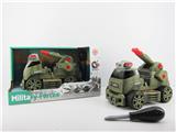 OBL820140 - GLIDE FUNCTION WITH LIGHT MUSIC DIY SELF LOADING BUILDING BLOCK MILITARY ANTI-AIRCRAFT GUN TRANSPORT VEHICLE (WITHOUT CHARACTERS)