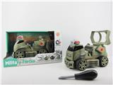 OBL820142 - GLIDE FUNCTION DIY SELF LOADING BUILDING BLOCK MILITARY RADAR SIGNAL TRANSPORT VEHICLE WITH LIGHT AND MUSIC (WITHOUT CHARACTERS)