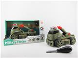 OBL820143 - SLIDING FUNCTION WITH LIGHT MUSIC DIY SELF LOADING BUILDING BLOCK MILITARY SERIES SINGLE ROW DOUBLE ROCKET LAUNCHER TRANSPORT VEHICLE (WITHOUT CHARACTERS)