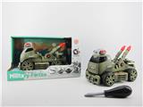 OBL820145 - SLIDING FUNCTION WITH LIGHT MUSIC DIY SELF LOADING BUILDING BLOCK MILITARY SERIES DOUBLE ROW ROCKET LAUNCHER TRANSPORT VEHICLE (WITHOUT CHARACTERS)