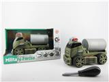 OBL820147 - INERTIAL FUNCTION WITH LIGHT MUSIC DIY SELF-CONTAINED BUILDING BLOCK MILITARY SERIES TANKER (WITHOUT CHARACTERS)
