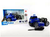 OBL820182 - SLIDING FEATURE WITH LIGHT MUSIC DIY SELF-LOADING BUILDING BLOCKS CITY POLICE TRAILER (WITHOUT CHARACTERS)