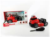 OBL820183 - SLIDING FEATURE WITH LIGHTING MUSIC DIY SELF-LOADING BUILDING BLOCKS FIRE RESCUE TRAILER (WITHOUT CHARACTERS)