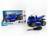 OBL820192 - SLIDING FUNCTION WITH LIGHTING MUSIC DIY SELF-INSTALLED BUILDING BLOCKS CITY POLICE CRANE (WITHOUT CHARACTERS)