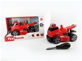 OBL820193 - SLIDING FUNCTION WITH LIGHTING MUSIC DIY SELF-INSTALLED BUILDING BLOCKS FIRE RESCUE CRANE (WITHOUT CHARACTERS)