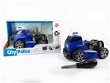 OBL820196 - INERTIA FUNCTION WITH LIGHT MUSIC DIY SELF-LOADING BUILDING BLOCKS CITY POLICE TRAILER (WITHOUT CHARACTERS)