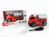 OBL820205 - INERTIA FUNCTION WITH LIGHTING MUSIC DIY SELF-LOADING BUILDING BLOCKS FIRE RESCUE WATER TANKER (WITHOUT CHARACTERS)