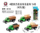 OBL833727 - FOUR KINDS OF ALLOY CARS OF RETURN FORCE FARMERS CAR (4 PIECES / BOX)