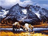 OBL834954 - DIY digital oil painting Under the Snowy Mountains love affair.