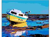 OBL835016 - DIY digital oil painting sunset ship.