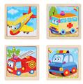 OBL836904 - WOODEN TRAFFIC SMALL 9 PIECE PUZZLE.