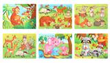 OBL836924 - WOODEN 12 PIECES OF FOREST ANIMAL PUZZLES.