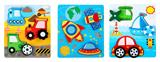 OBL836928 - WOODEN STEREOSCOPIC OVERLAY TRAFFIC PUZZLES.