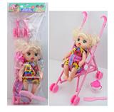 OBL850483 - 14 INCH EMPTY FAT CHILD DOLL WITH TROLLEY WATER BOTTLE COMB FOUR IC