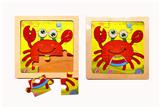 OBL852573 - JIGSAW. CRAB (HIGH GRADE PURE WOOD, 9 GRIDS)