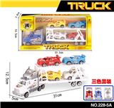 OBL855411 - 惯性双层拖头车拖4只滑行赛车