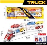 OBL855416 - 惯性拖头车拖8只滑行赛车（双层双节）