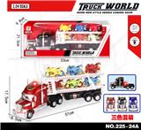 OBL855433 - 惯性拖头车拖6只滑行赛车摩托带灯光音乐（单层）