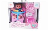 OBL858531 - 12 SOUND POWER PACK BABY ACCESSORIES AND EATING TABLE AND 27CM ENAMEL DOLL