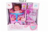 OBL858532 - 12 SOUND PACK ELECTRIC ACCESSORIES AND EATING TABLE AND 27CM ENAMEL DOLL