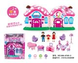 OBL864925 - 仿真别墅套餐带四灯七彩配家具，公仔，声控十二首炫曲音乐（不包电）