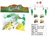 OBL866987 - FOUR SMALL AIRPLANES AND ROAD SIGNS AND TREES