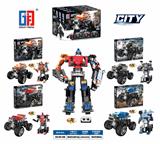 OBL867583 - 益智城市积木4x4高脚双宝箱回力变形怪兽车系列