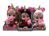 OBL871022 - 3 UNICORN 14 INCH ENAMEL CRYING DOLLS