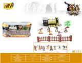 OBL873321 - Spray painted locomotives plus cowboys and indians