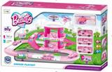 OBL876280 - Girls’ track parking lot with 1 plastic plane and 3 cars