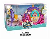 OBL877768 - STATIC HORSE AND PUMPKIN CART PUMPKIN CART 2 COLOR FLASH