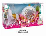 OBL877804 - STATIC HORSE AND ROUND PUMPKIN CART