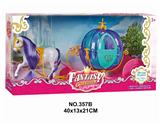 OBL877818 - STATIC PONY AND PUMPKIN CART