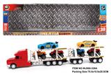 OBL880442 - INERTIA TRACTOR TOWING 4 PICKUP TRUCKS AND 2 RACING CARS