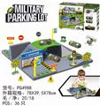 OBL883122 - MILITARY PARKING LOT WITH 1 PLASTIC AIRCRAFT AND 2 CARS