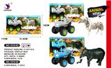 OBL884842 - TYRANNOSAURUS REX INERTIAL VEHICLE TOWING SMALL HORNED DRAGON INERTIAL VEHICLE