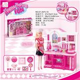 OBL888239 - KITCHEN SERIES AND RED APRON BARBIE AND MATCHING BARBIE COLOR LIGHTING SOUND