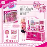 OBL888240 - KITCHEN SERIES AND RED APRON BARBIE AND MATCHING BARBIE COLOR LIGHTING SOUND