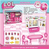 OBL888314 - MULTI DOOR REFRIGERATOR VENDING MACHINE LOL AND TABLE CHAIR AND BREAD ACCESSORIES BARBIE COLOR LIGHT SOUND