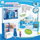 OBL888334 - SPLIT CABINET AND 9 BARBIE AND REFRIGERATOR BLUE LIGHT SOUND